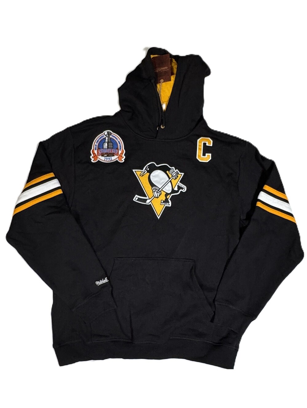 Mitchell & Ness Pittsburgh Penguins Mario Lemieux Black Hoodie 1992 Men's XL NEW